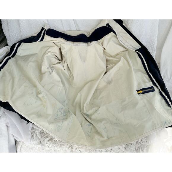 Vintage Mens Medium Sailing Boating Coat 80s Blue White HEAVY Lined England - Picture 9 of 15